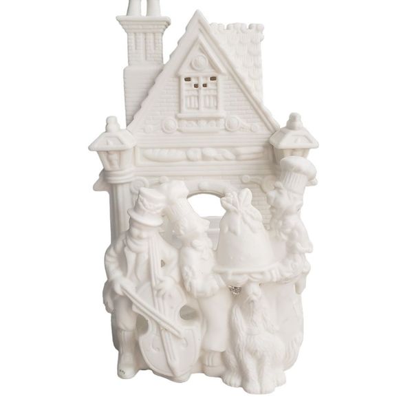 VINTAGE Partylite Christmas carol house ivory white candle tealight holder - Picture 1 of 4